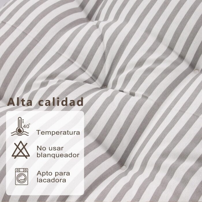 COJINES PARA SILLAS 45x45x5CM CON EFECTO TRIDIMENSIONAL CON RELLNO 100% POLIÉSTER (RAYAS EN GRIS) - Viste Tu Hogar