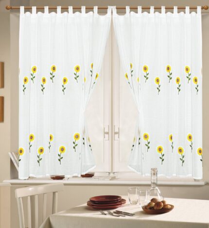 Cortina De Cocina Con diseño de girasoles Poliéster - VISTE TU HOGAR ONLINE