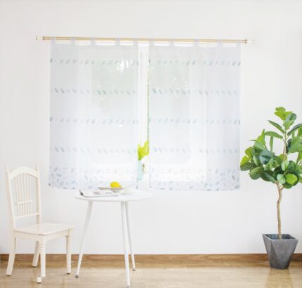 CORTINA DE COCINA CON ESTAMPADO DE HOJAS PEQUEÑAS 90X150CM Y 140X150CM Y 70X150CMX2PCS - Viste Tu Hogar