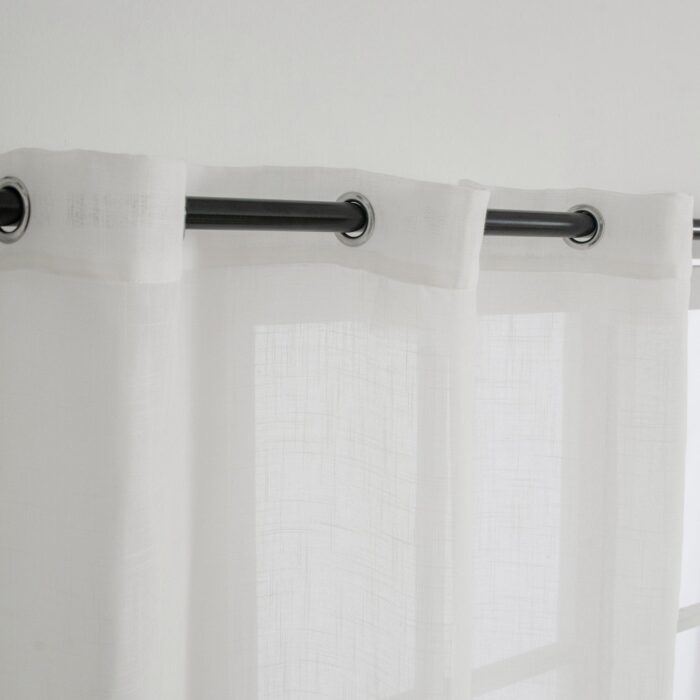 CORTINA DE COCINA DE GASA CON RAYAS CALADAS 100X140CM Y 140X140CM - Viste Tu Hogar
