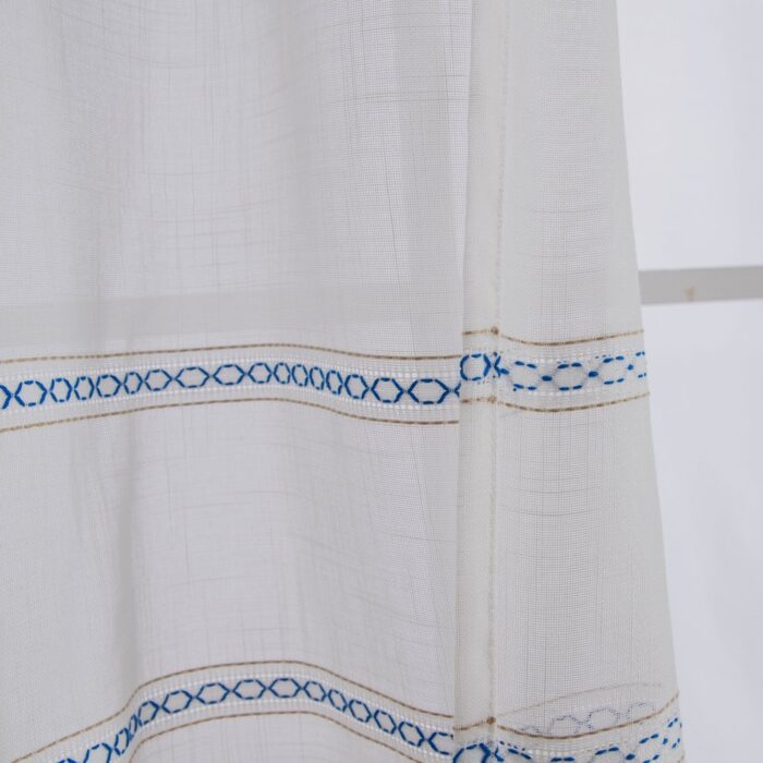 CORTINA DE COCINA DE GASA CON RAYAS CALADAS 100X140CM Y 140X140CM - Viste Tu Hogar