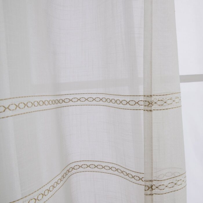 CORTINA DE COCINA DE GASA CON RAYAS CALADAS 100X140CM Y 140X140CM - Viste Tu Hogar