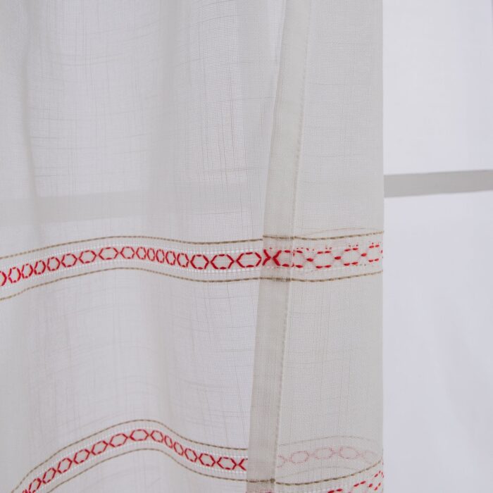 CORTINA DE COCINA DE GASA CON RAYAS CALADAS 100X140CM Y 140X140CM - Viste Tu Hogar