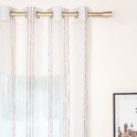 CORTINA DE GASA CON RAYAS VERTICALES DE HILOS PLATEADOS 140X260CM - Viste Tu Hogar