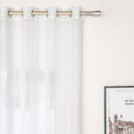 CORTINA DE GASA CON RAYAS VERTICALES DE HILOS PLATEADOS 140X260CM - Viste Tu Hogar