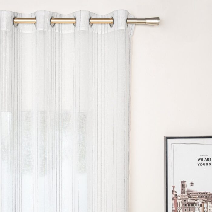 CORTINA DE GASA CON RAYAS VERTICALES DE HILOS PLATEADOS 140X260CM - Viste Tu Hogar