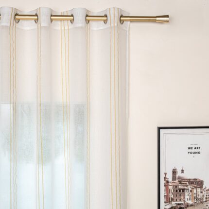 CORTINA DE GASA CON RAYAS VERTICALES DE HILOS PLATEADOS 140X260CM - Viste Tu Hogar