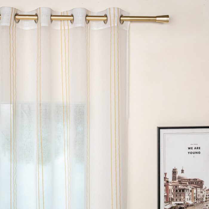 CORTINA DE GASA CON RAYAS VERTICALES DE HILOS PLATEADOS 140X260CM - Viste Tu Hogar
