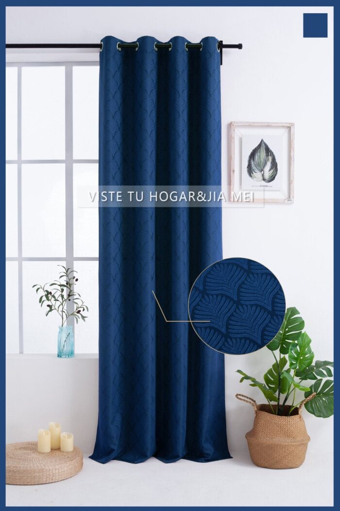 Cortina de Jacquard Poliéster Con Estampado De Flor De Abanico - VISTE TU HOGAR ONLINE
