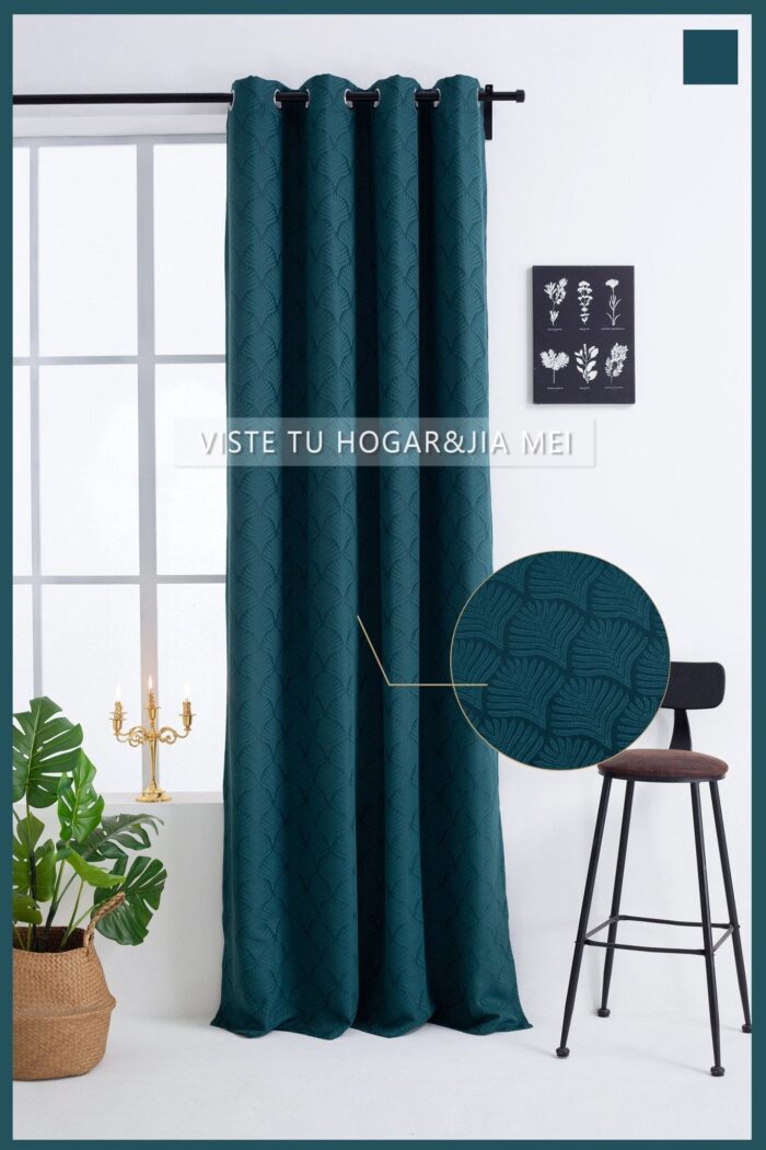 Cortina de Jacquard Poliéster Con Estampado De Flor De Abanico - VISTE TU HOGAR ONLINE