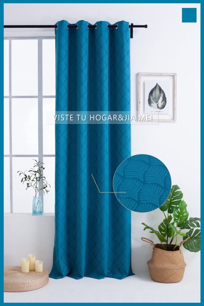 Cortina de Jacquard Poliéster Con Estampado De Flor De Abanico - VISTE TU HOGAR ONLINE