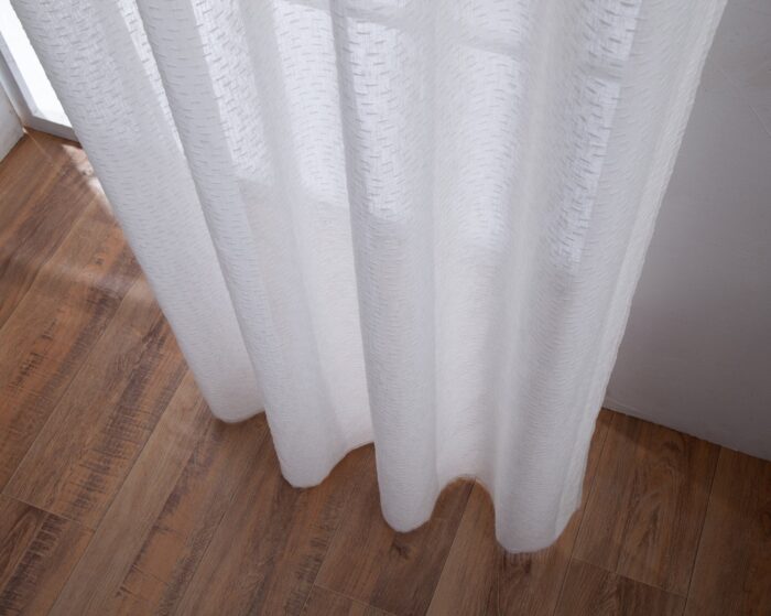 CORTINA DE LINO CON EFECTO DE VISILLO CON ESTAMPADO DE RAYAS HORIZONTALES A DOBLE CARA 140X260CM - Viste Tu Hogar