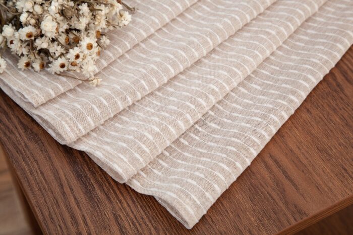 CORTINA DE LINO CON EFECTO DE VISILLO CON ESTAMPADO DE RAYAS HORIZONTALES A DOBLE CARA 140X260CM - Viste Tu Hogar