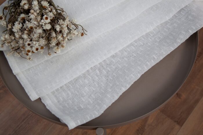 CORTINA DE LINO CON EFECTO DE VISILLO CON ESTAMPADO DE RAYAS HORIZONTALES A DOBLE CARA 140X260CM - Viste Tu Hogar