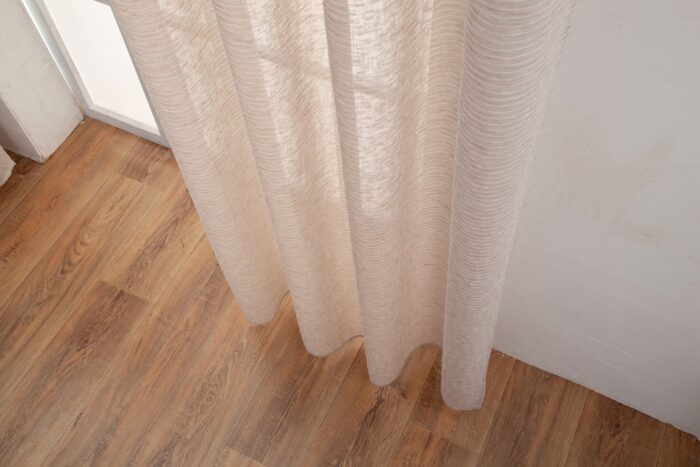 CORTINA DE LINO CON EFECTO DE VISILLO CON ESTAMPADO DE RAYAS HORIZONTALES A DOBLE CARA 140X260CM - Viste Tu Hogar