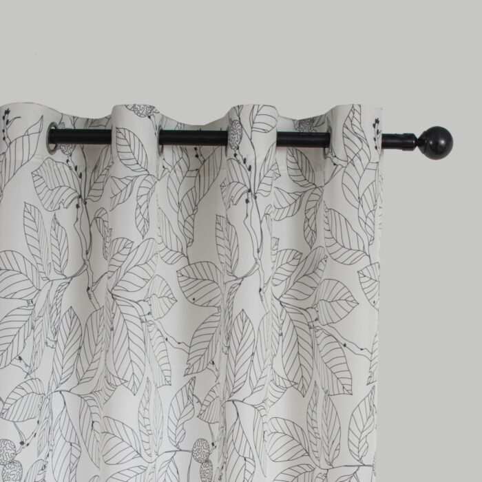 CORTINA DE TEJIDO ESTAMPADO DE HOJAS 140X260CM - Viste Tu Hogar