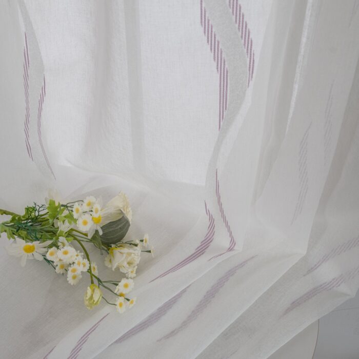 CORTINA DE VISILLO CON ESTAMPADO DE RAYAS ONDULADAS 140X260CM - Viste Tu Hogar