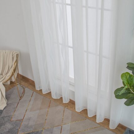 CORTINA DE VISILLO CON ESTAMPADO DE RAYAS ONDULADAS 140X260CM - Viste Tu Hogar