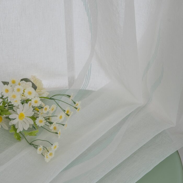 CORTINA DE VISILLO CON ESTAMPADO DE RAYAS ONDULADAS 140X260CM - Viste Tu Hogar