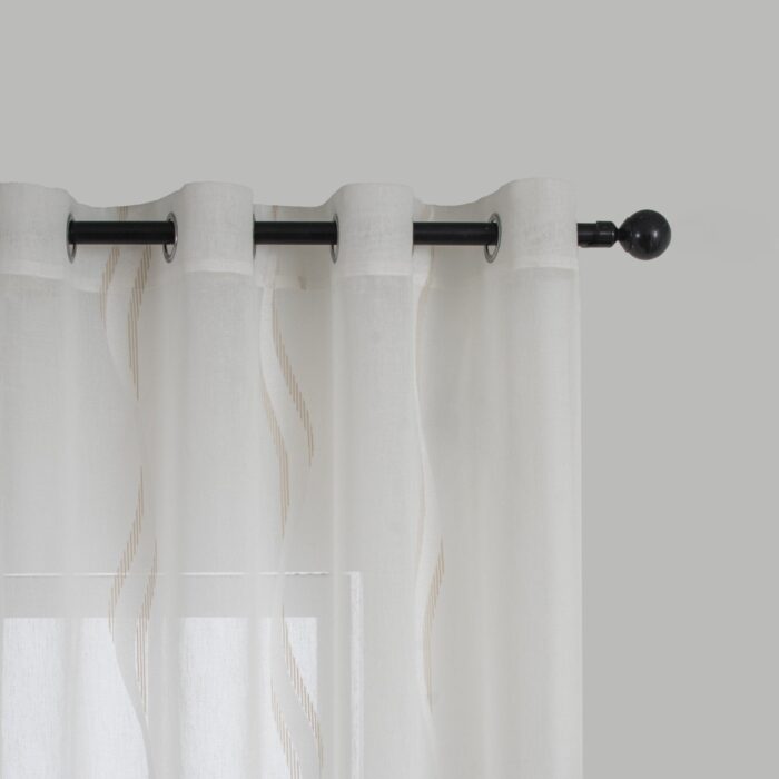 CORTINA DE VISILLO CON ESTAMPADO DE RAYAS ONDULADAS 140X260CM - Viste Tu Hogar