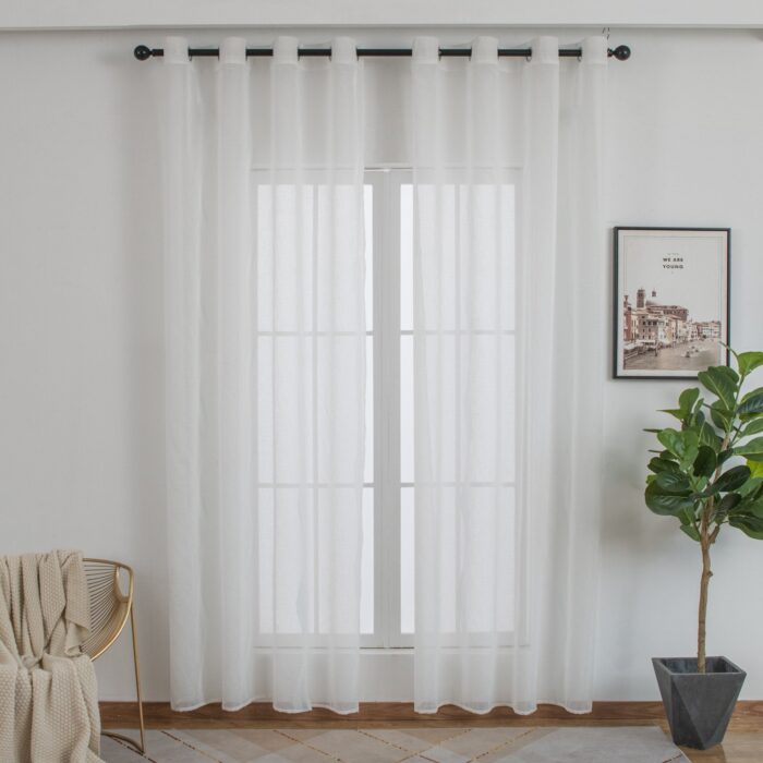 CORTINA DE VISILLO CON ESTAMPADO DE RAYAS ONDULADAS 140X260CM - Viste Tu Hogar