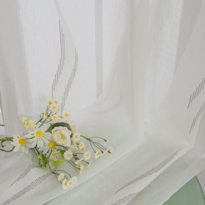 CORTINA DE VISILLO CON ESTAMPADO DE RAYAS ONDULADAS 140X260CM - Viste Tu Hogar
