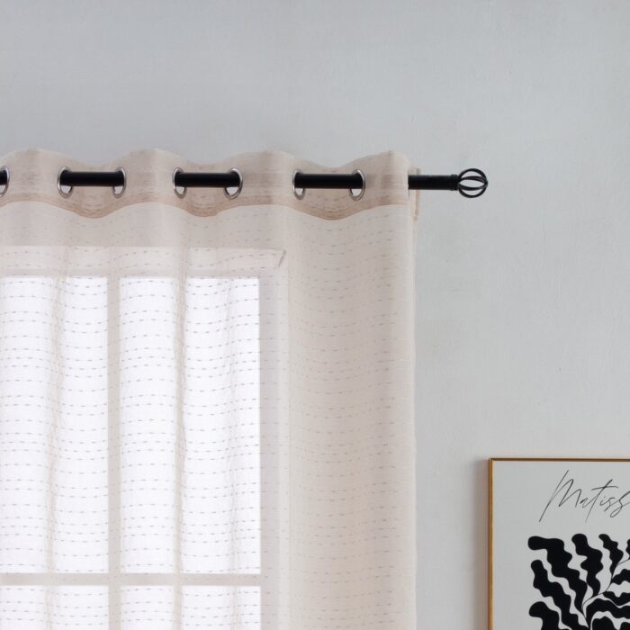 CORTINA DE VISILLO CON HILOS DE COLOR PLATA 140X260CM - Viste Tu Hogar