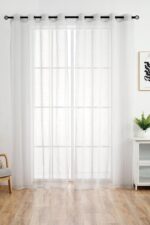 CORTINA DE VISILLO CON HILOS DE COLOR PLATA 140X260CM - Viste Tu Hogar