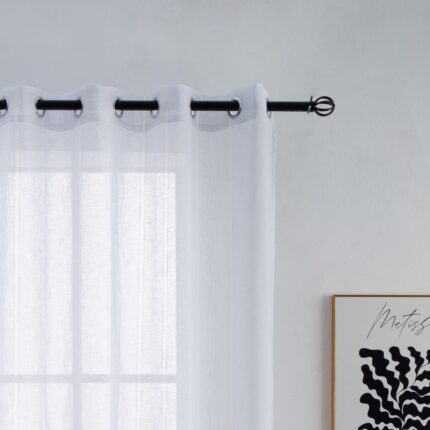 CORTINA DE VISILLO CON HOLOS DE PLATA EN RAYAS 150X260CM - Viste Tu Hogar