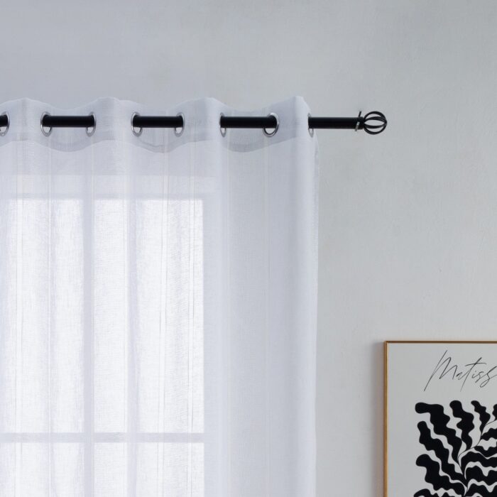 CORTINA DE VISILLO CON HOLOS DE PLATA EN RAYAS 150X260CM - Viste Tu Hogar