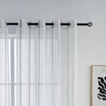 CORTINA DE VISILLO CON RAYAS BORDADO DE ALGODÓN 140X260CM - Viste Tu Hogar