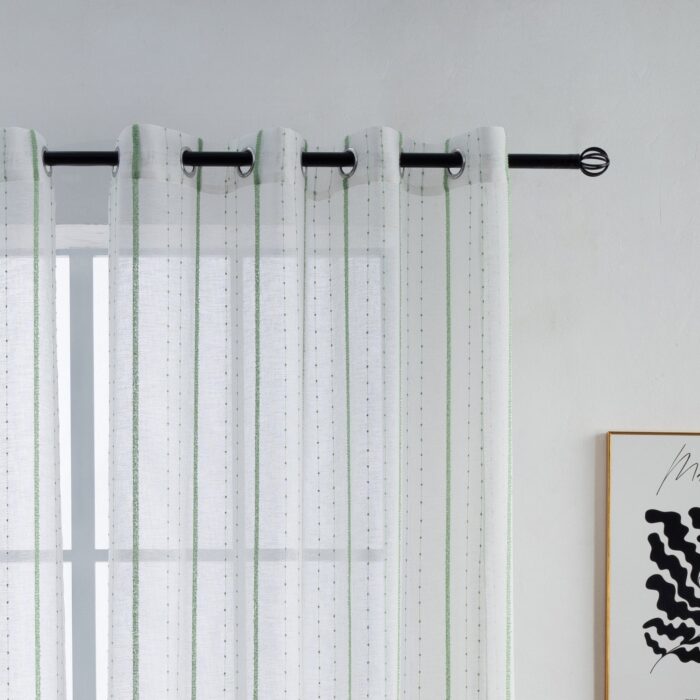 CORTINA DE VISILLO CON RAYAS BORDADO DE ALGODÓN 140X260CM - Viste Tu Hogar