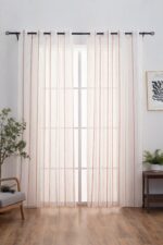 CORTINA DE VISILLO CON RAYAS BORDADO DE ALGODÓN 140X260CM - Viste Tu Hogar