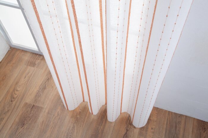 CORTINA DE VISILLO CON RAYAS BORDADO DE ALGODÓN 140X260CM - Viste Tu Hogar