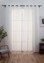CORTINA DE VISILLO CON RAYAS BORDADO DE ALGODÓN 140X260CM - Viste Tu Hogar
