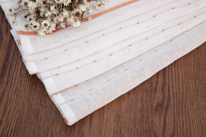 CORTINA DE VISILLO CON RAYAS BORDADO DE ALGODÓN 140X260CM - Viste Tu Hogar