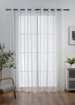 CORTINA DE VISILLO CON RAYAS BORDADO DE ALGODÓN 140X260CM - Viste Tu Hogar