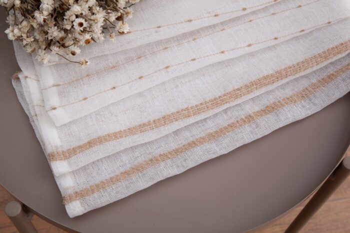 CORTINA DE VISILLO CON RAYAS BORDADO DE ALGODÓN 140X260CM - Viste Tu Hogar