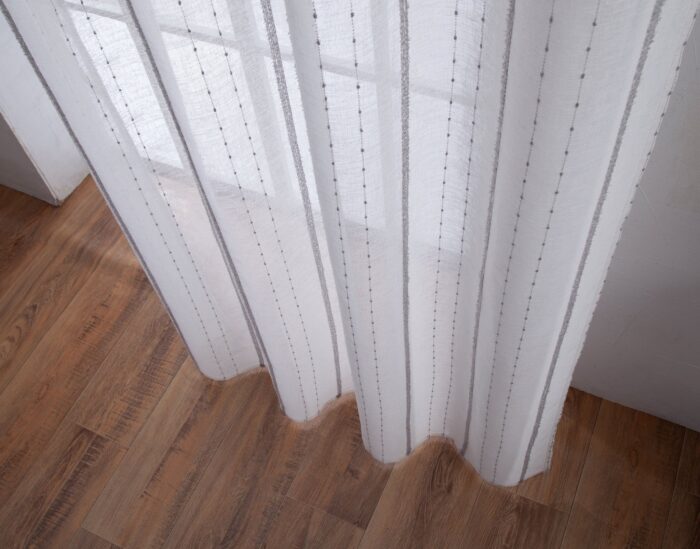 CORTINA DE VISILLO CON RAYAS BORDADO DE ALGODÓN 140X260CM - Viste Tu Hogar