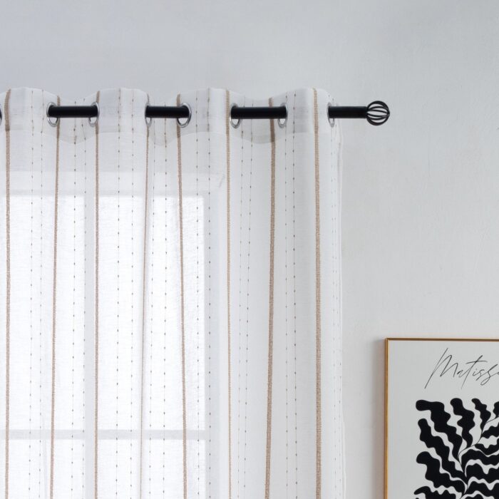CORTINA DE VISILLO CON RAYAS BORDADO DE ALGODÓN 140X260CM - Viste Tu Hogar
