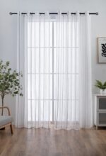 CORTINA DE VISILLO CON RAYAS BORDADO DE ALGODÓN 140X260CM - Viste Tu Hogar