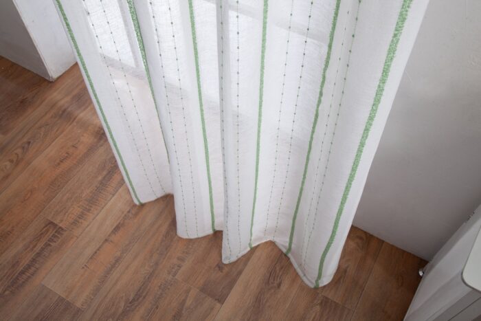CORTINA DE VISILLO CON RAYAS BORDADO DE ALGODÓN 140X260CM - Viste Tu Hogar