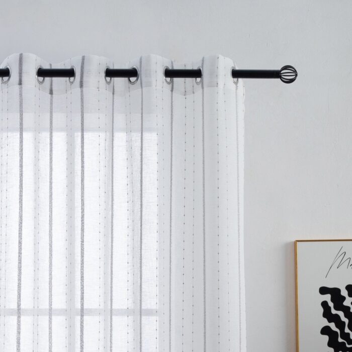 CORTINA DE VISILLO CON RAYAS BORDADO DE ALGODÓN 140X260CM - Viste Tu Hogar