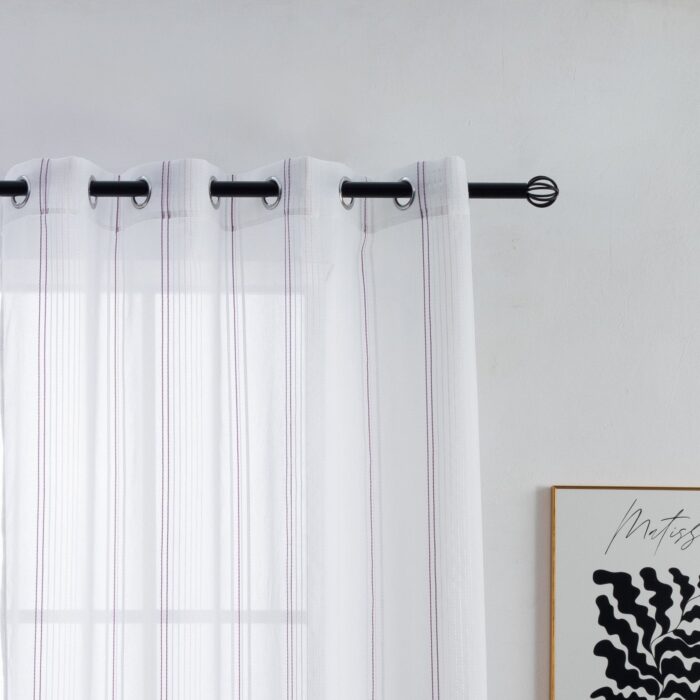 CORTINA DE VISILLO CON RAYAS DISCONTINUAS DE TRES COLOR COMBINADO 140X260CM - Viste Tu Hogar