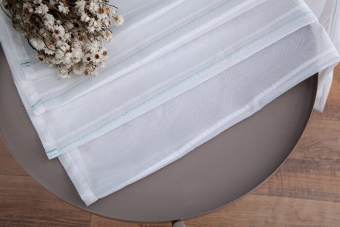 CORTINA DE VISILLO CON RAYAS DISCONTINUAS DE TRES COLOR COMBINADO 140X260CM - Viste Tu Hogar