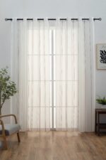 CORTINA DE VISILLO CON RAYAS DISCONTINUAS DE TRES COLOR COMBINADO 140X260CM - Viste Tu Hogar