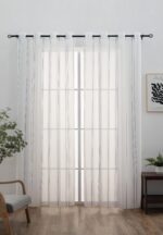 CORTINA DE VISILLO CON RAYAS DISCONTINUAS DE TRES COLOR COMBINADO 140X260CM - Viste Tu Hogar