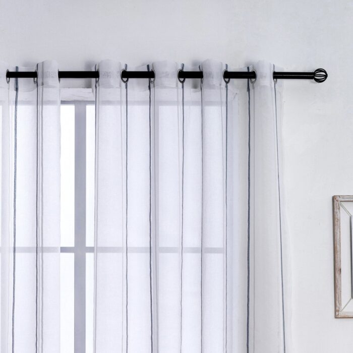 CORTINA DE VISILLO CON TRES RAYAS FINAS 140X260CM - Viste Tu Hogar