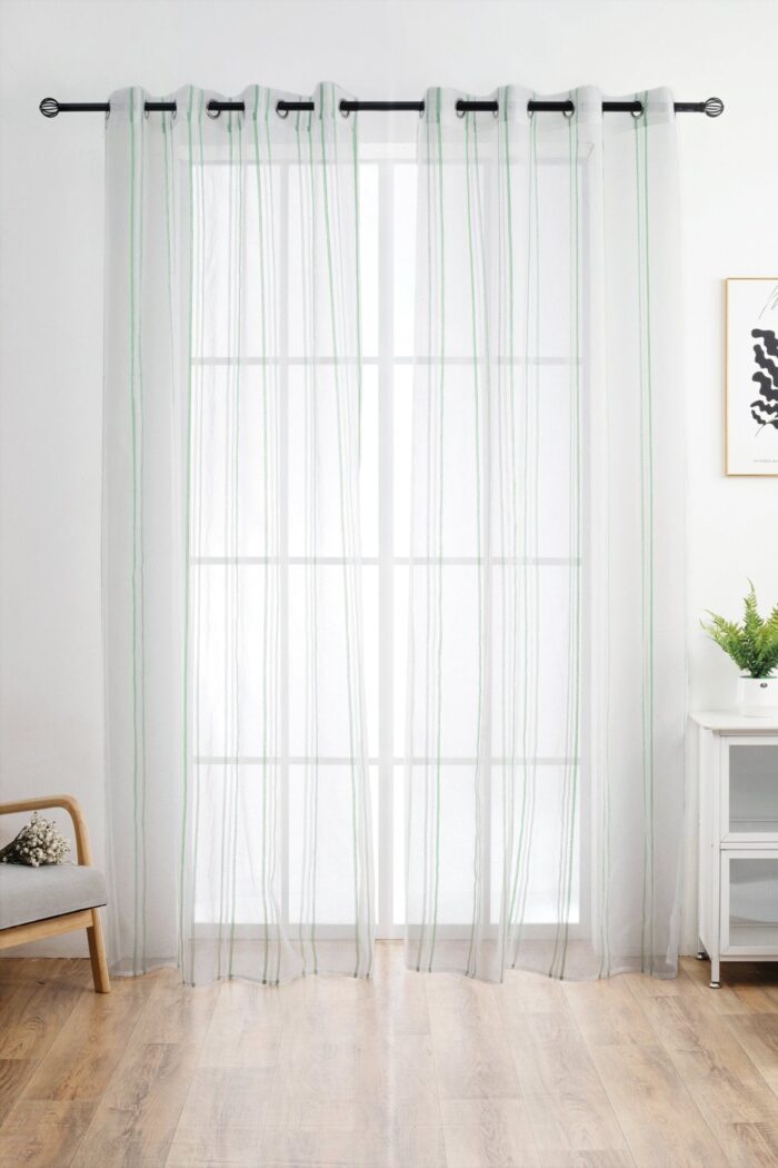 CORTINA DE VISILLO CON TRES RAYAS FINAS 140X260CM - Viste Tu Hogar