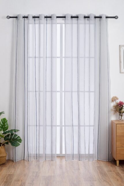 CORTINA DE VISILLO CON TRES RAYAS FINAS 140X260CM - Viste Tu Hogar